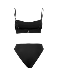 Bandeau bikini top and high-cut bikini bottoms in black - ghost back view