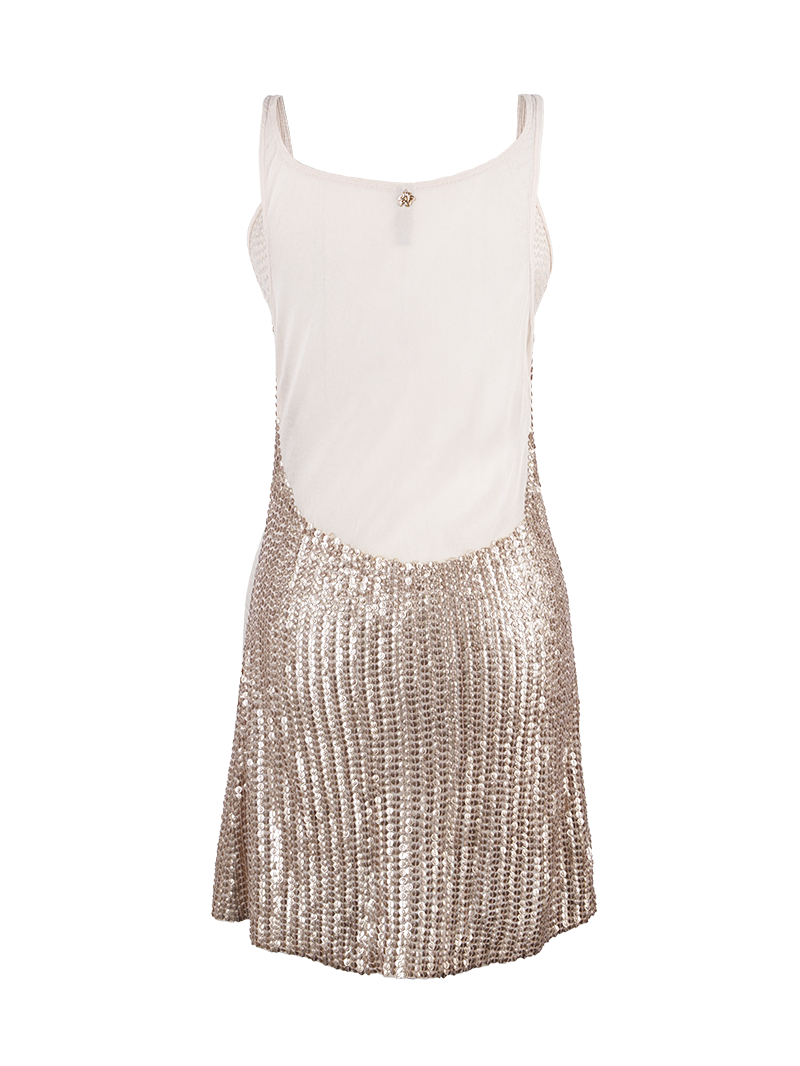Hora beaded mini dress in blush color - ghost back view