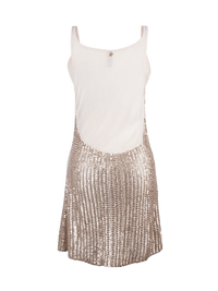 Hora beaded mini dress in blush color - ghost back view