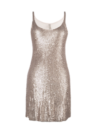 Hora beaded mini dress in blush color - ghost front view