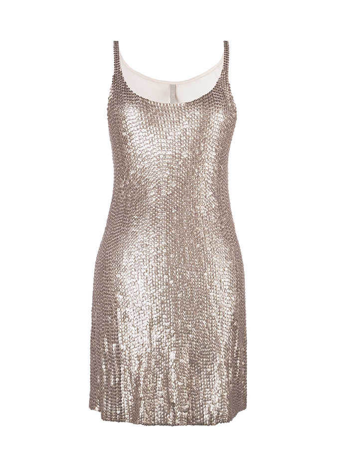 Hora beaded mini dress in blush color - ghost front view
