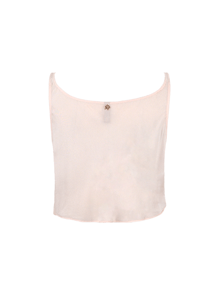 Hora beaded mini top in blush color - ghost back view