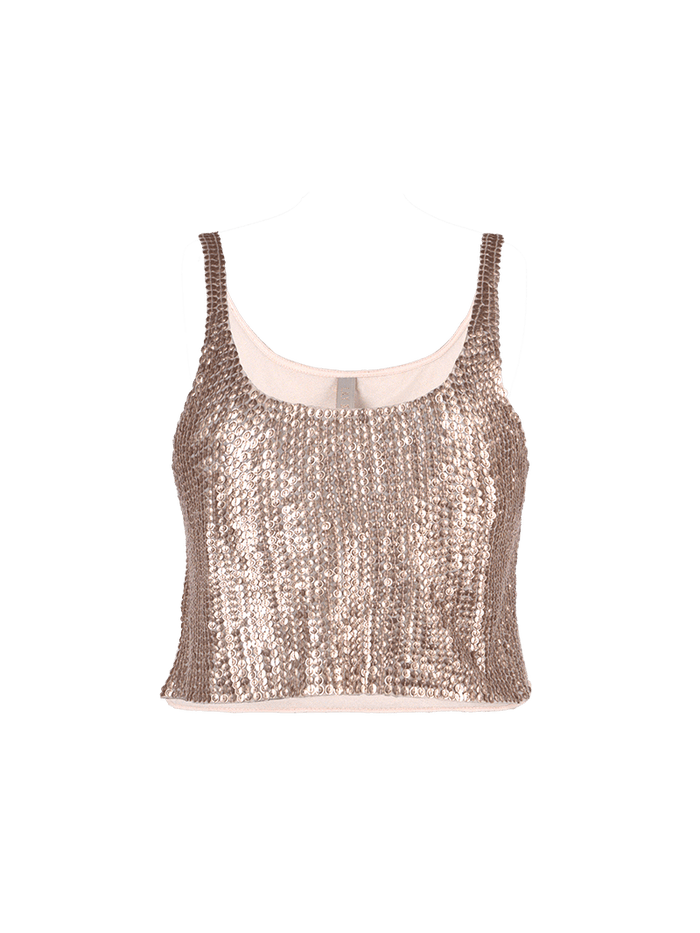 Hora beaded mini top in blush color - ghost front view