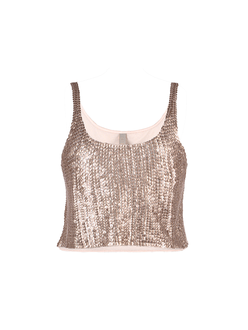 Hora beaded mini top in blush color - ghost front view