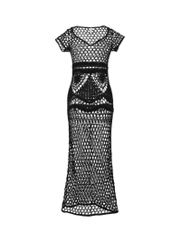 Josephine black crochet cover-up dress - ghost front view