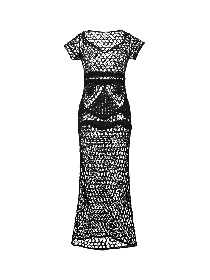 Josephine black crochet cover-up dress - ghost front view