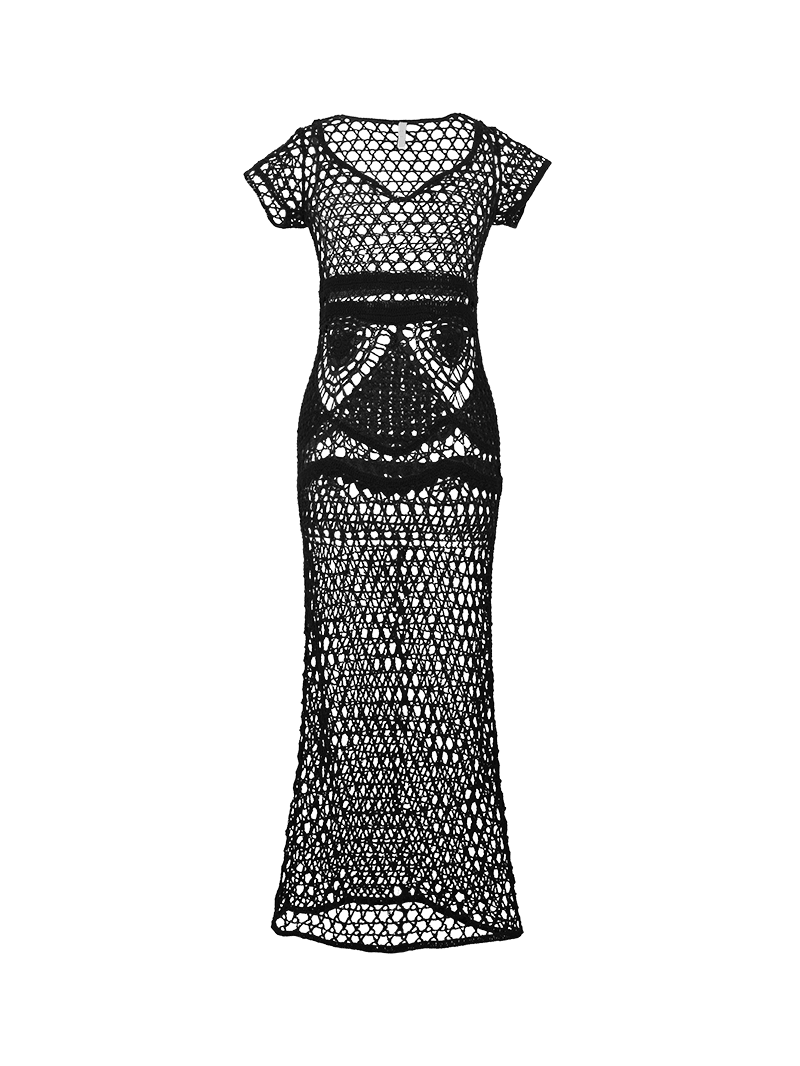 Josephine black crochet cover-up dress - ghost front view