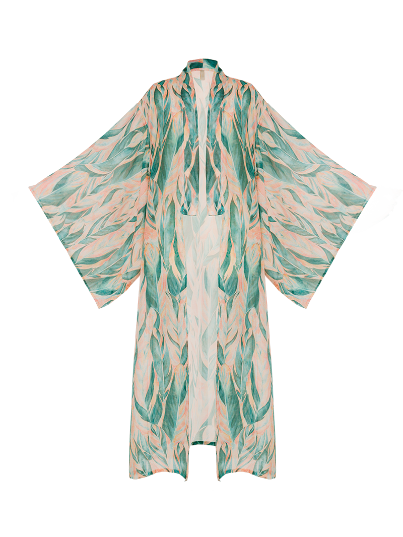 Kyoto maxi kimono - ghost front view