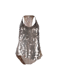 Leona sequin halter top in brown animal prints - ghost front view