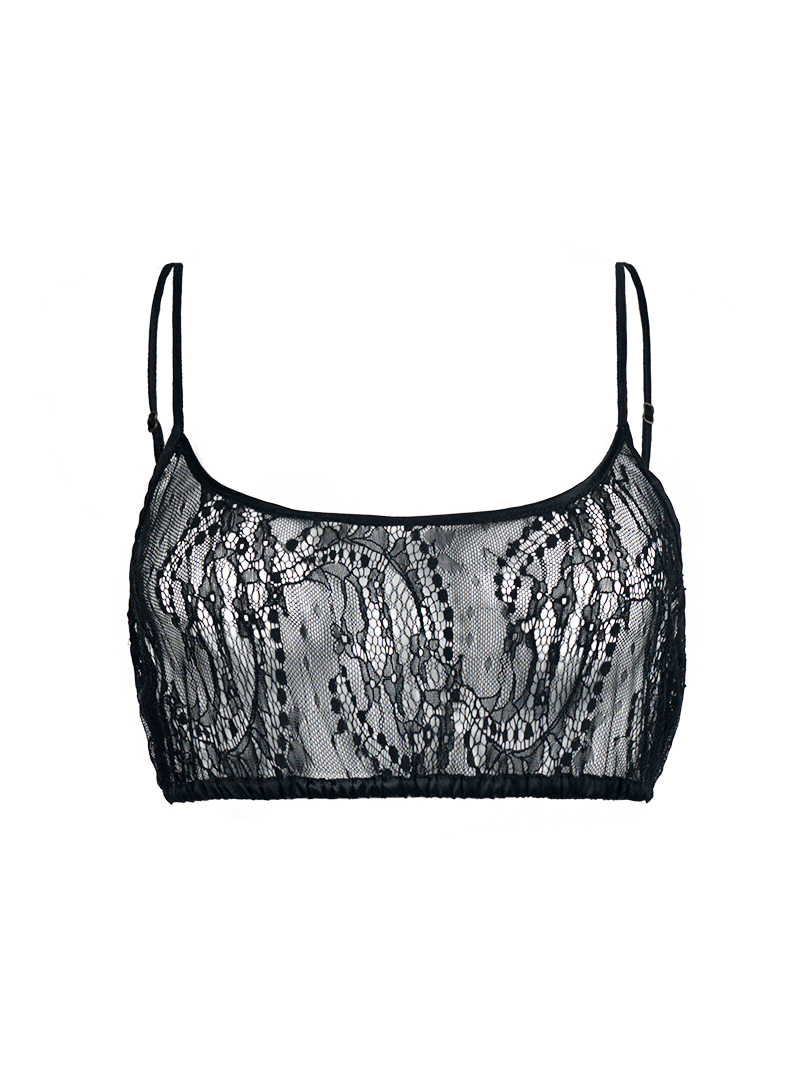 Lounge lace bralette in black - ghost front view