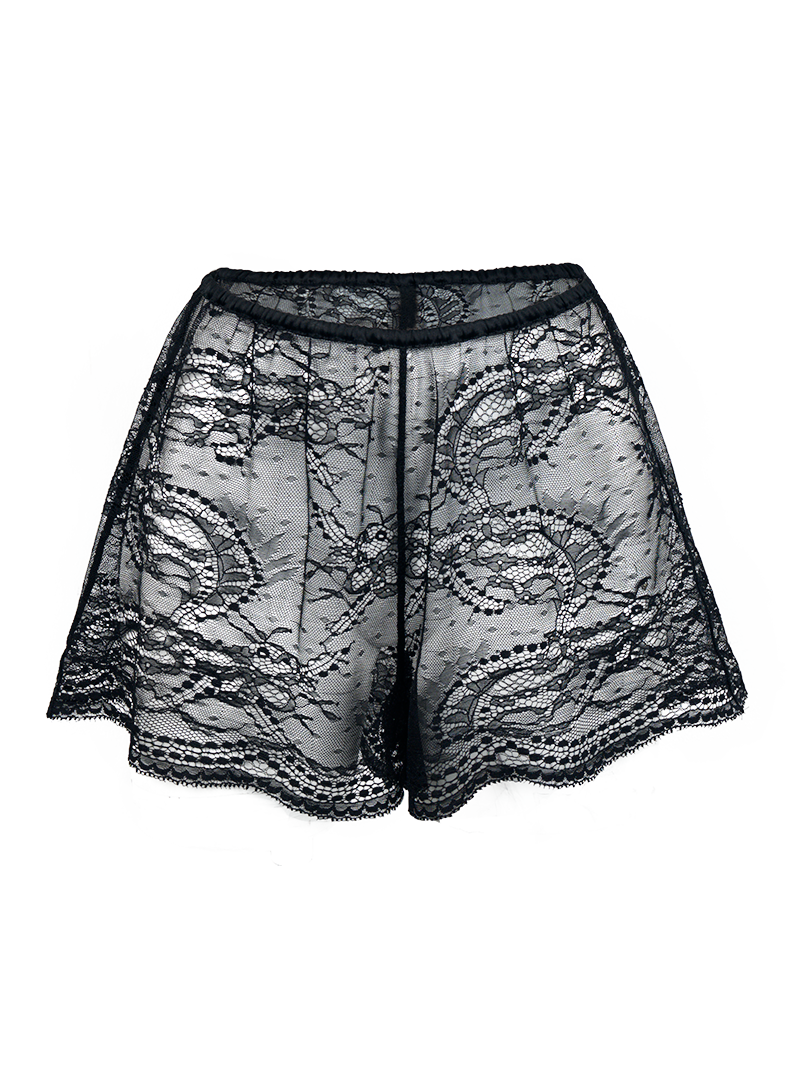 Lounge black lace underwear - ghost front view