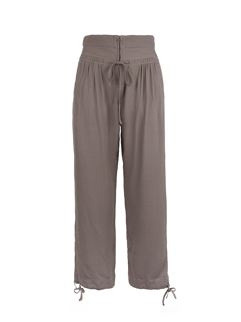 Luma pants in elephant warm grey taupe  - ghost front view