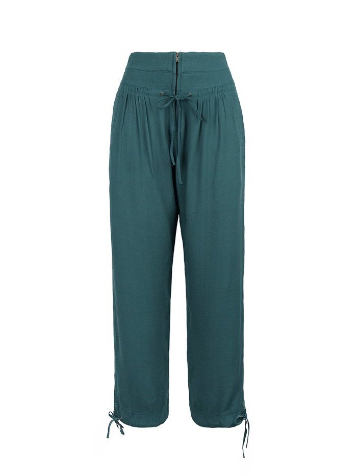 Luma pants in pine green - ghost front view