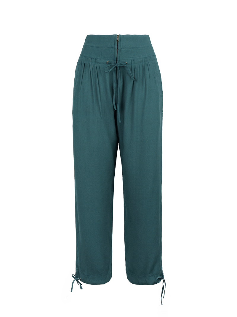 Luma pants in pine green - ghost front view