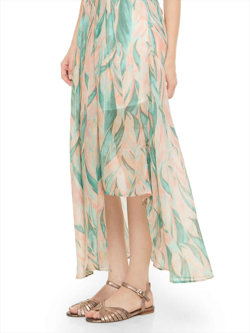 Margot flats in rose gold, side view - worn by model