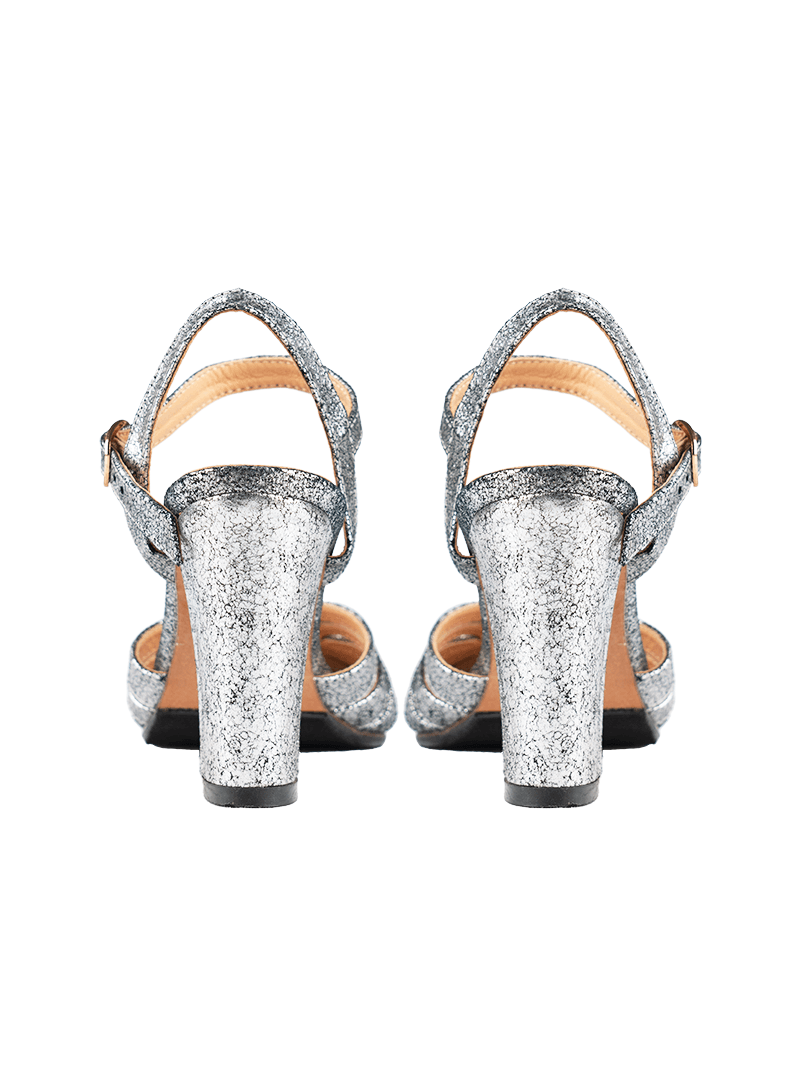 Margot heels in silver - back view