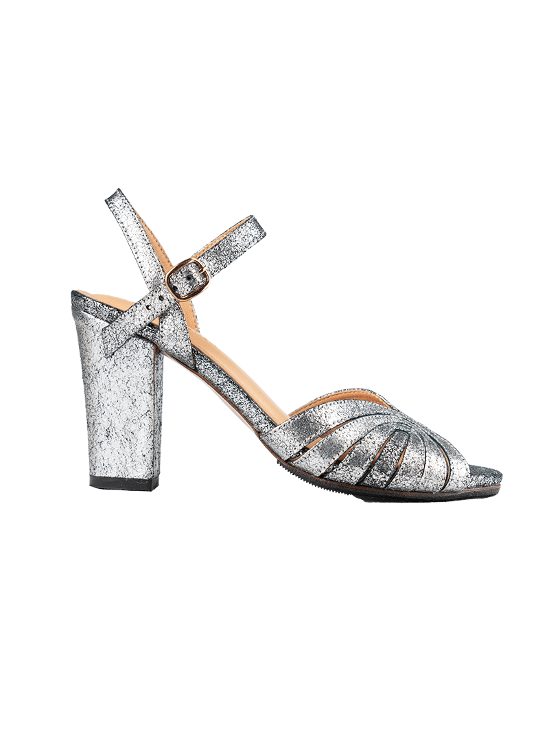 Margot heels in silver - side view