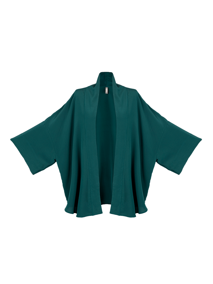 Marina short kimono in pine green - ghost front view