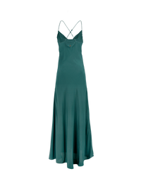 Maz silk crepe maxi dress in pine green - ghost back view