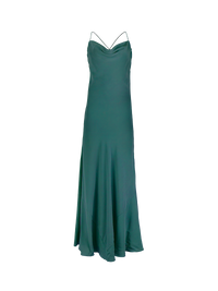 Maz silk crepe maxi dress in pine green - ghost front view