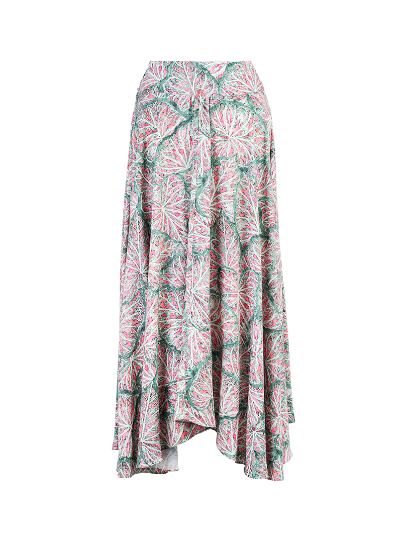 Nara midi skirt in caladium printt - ghost front view