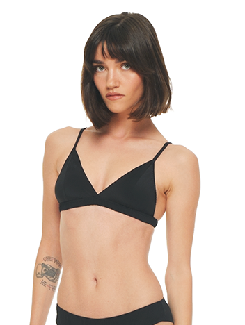 Polie bra in black, front view - worn by model