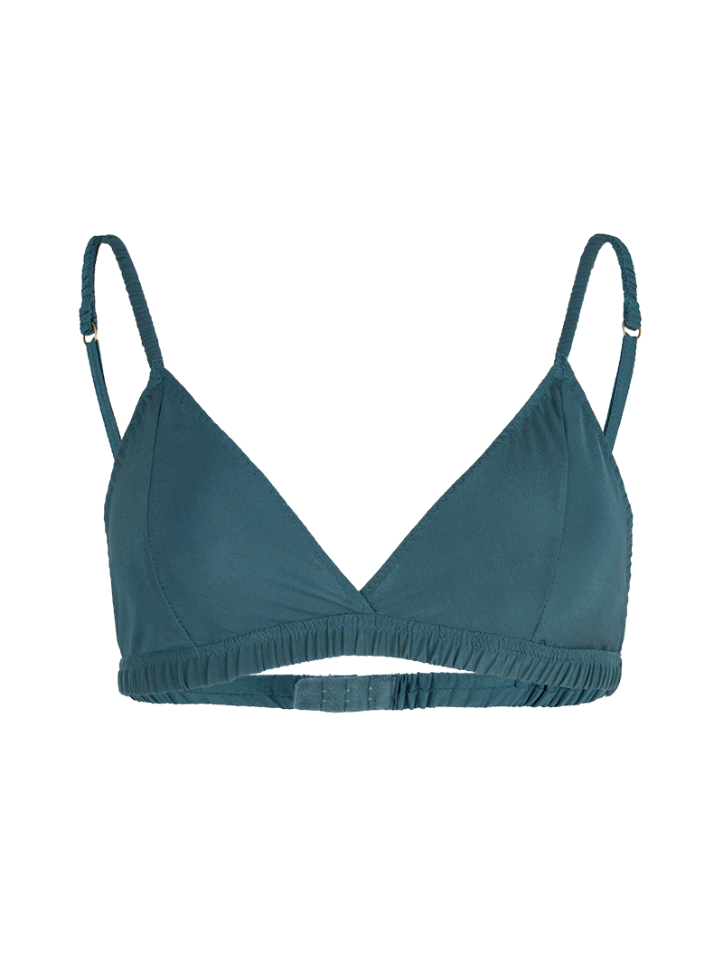 Polie silk crepe bra in pine green - ghost front view