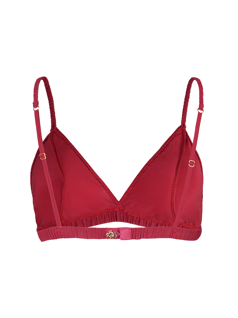 Polie silk crepe bra in red - ghost back view