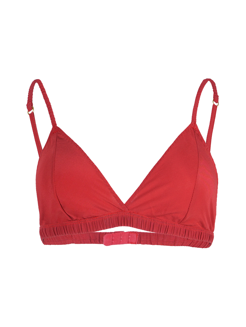 Polie silk crepe bra in red - ghost front view