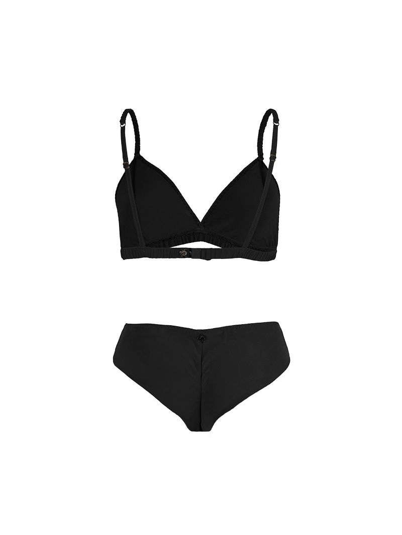 Polie bra and undies in black - ghost back view