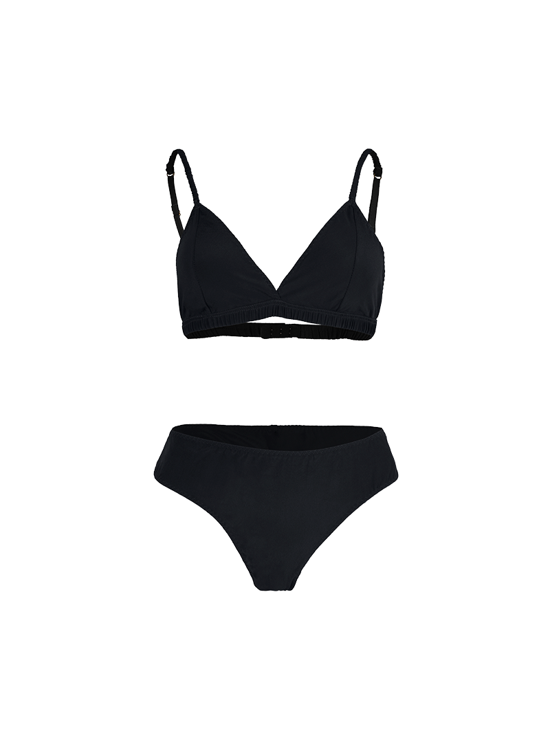 Polie bra and undies in black - ghost front view