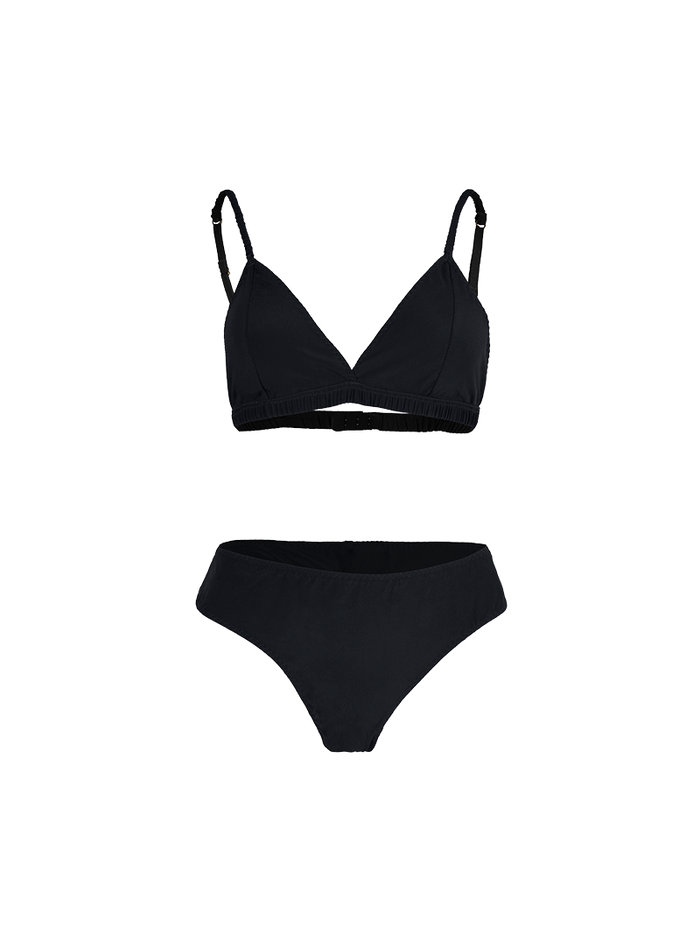 Polie bra and undies in black - ghost front view
