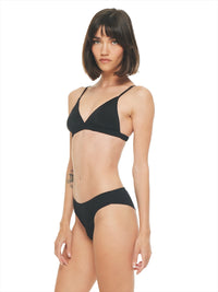 Polie silk crepe underwear in black, side view - worn by model