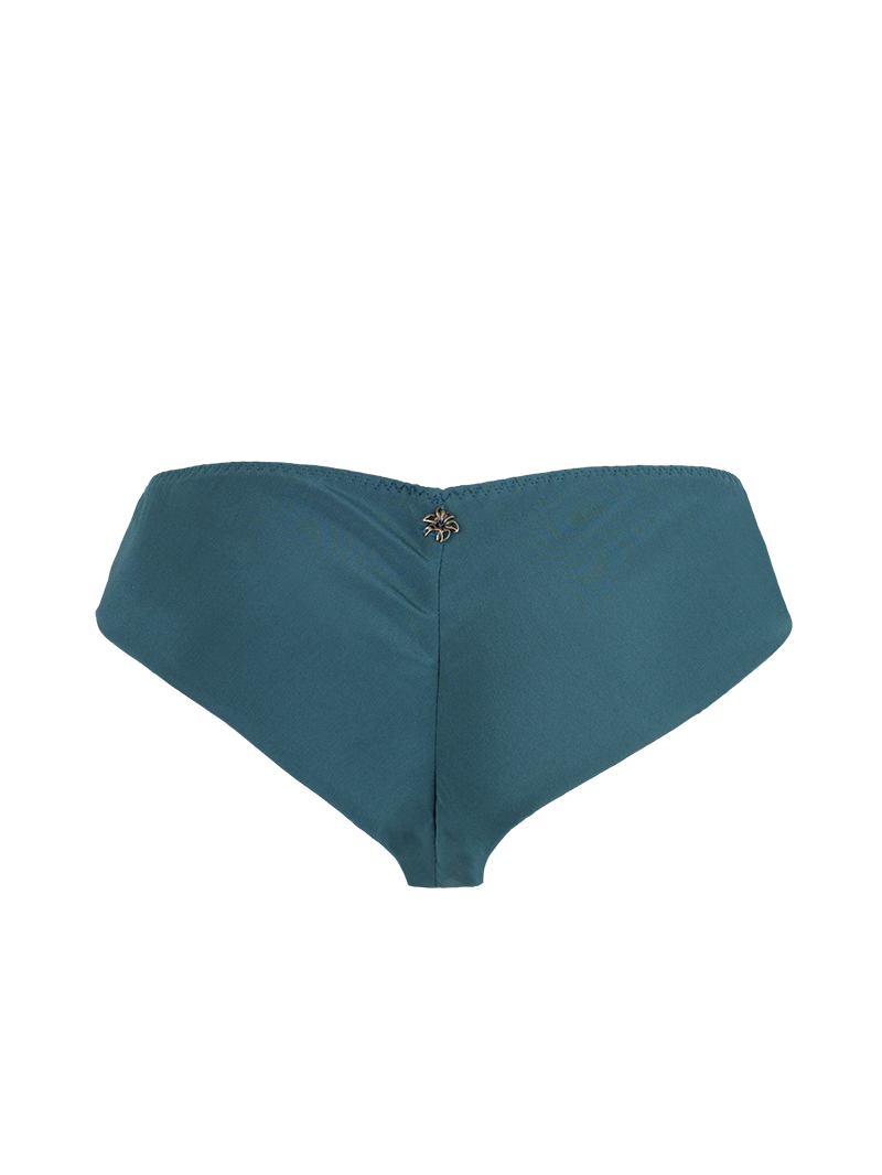 Polie silk crepe underwear in pine green - ghost back view
