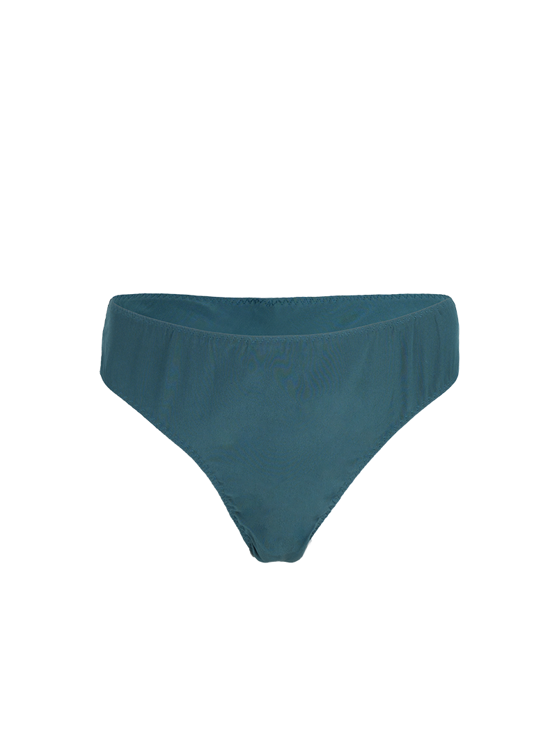 Polie silk crepe underwear in pine green - ghost front view