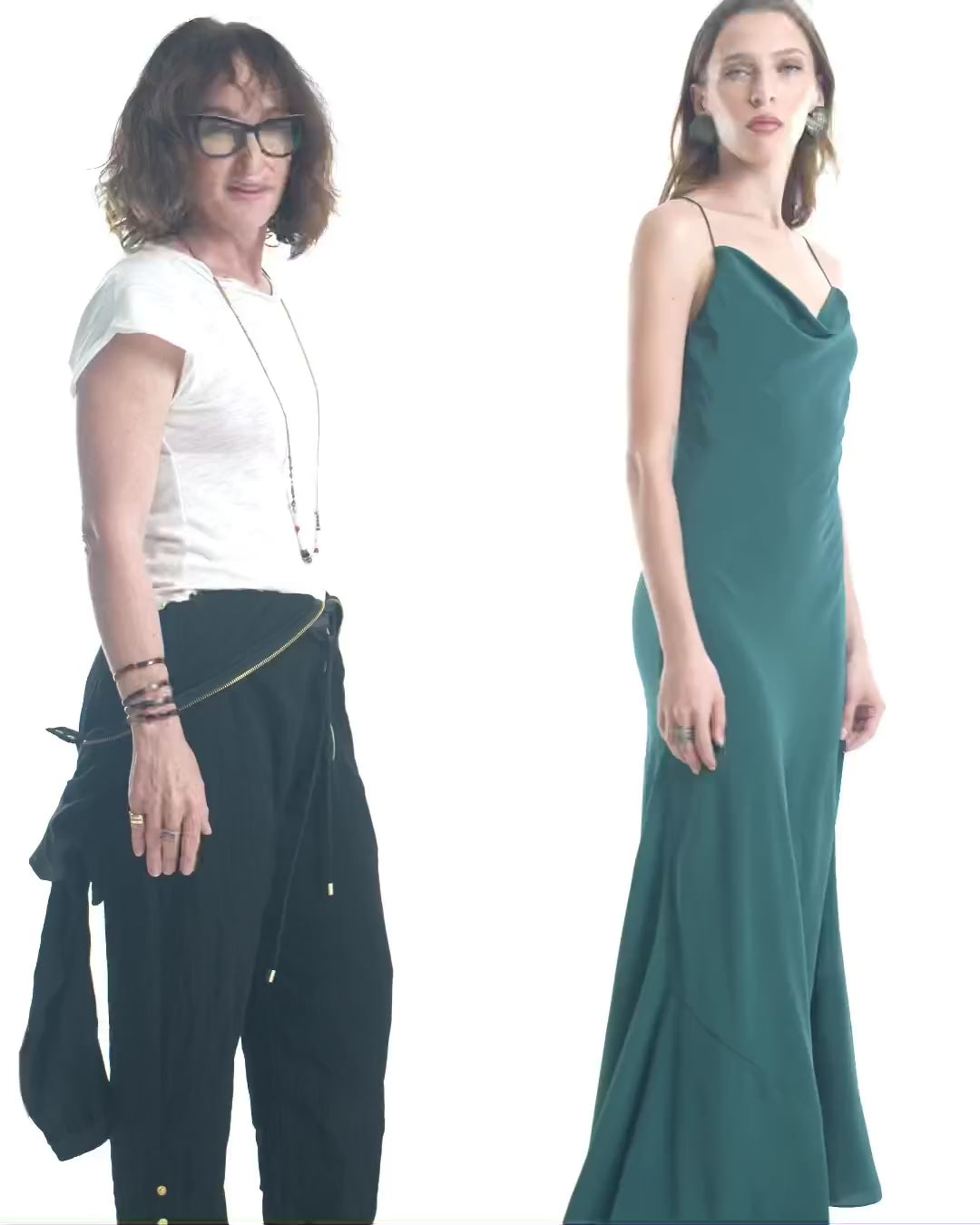 Maz silk crepe maxi dress in pine green - styling video
