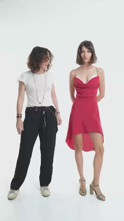 Maz silk crepe mini dress in red - styling video