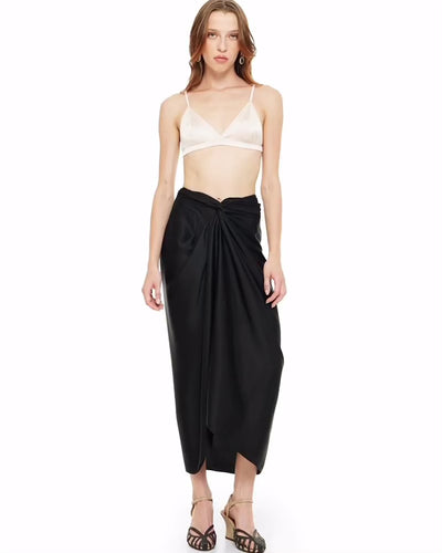 Shakti midi satin skirt in black - styling video