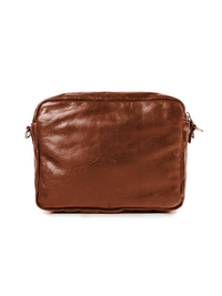 Rimba leather shoulder bag with a diamond-quilted pattern, featuring matching detachable shoulder and crossbody straps with gold-tone hardware - ghost back view