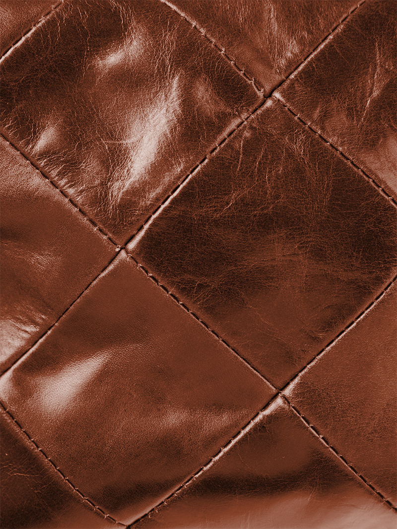 Rimba leather bag with a quilted diamond pattern - close-up detail view