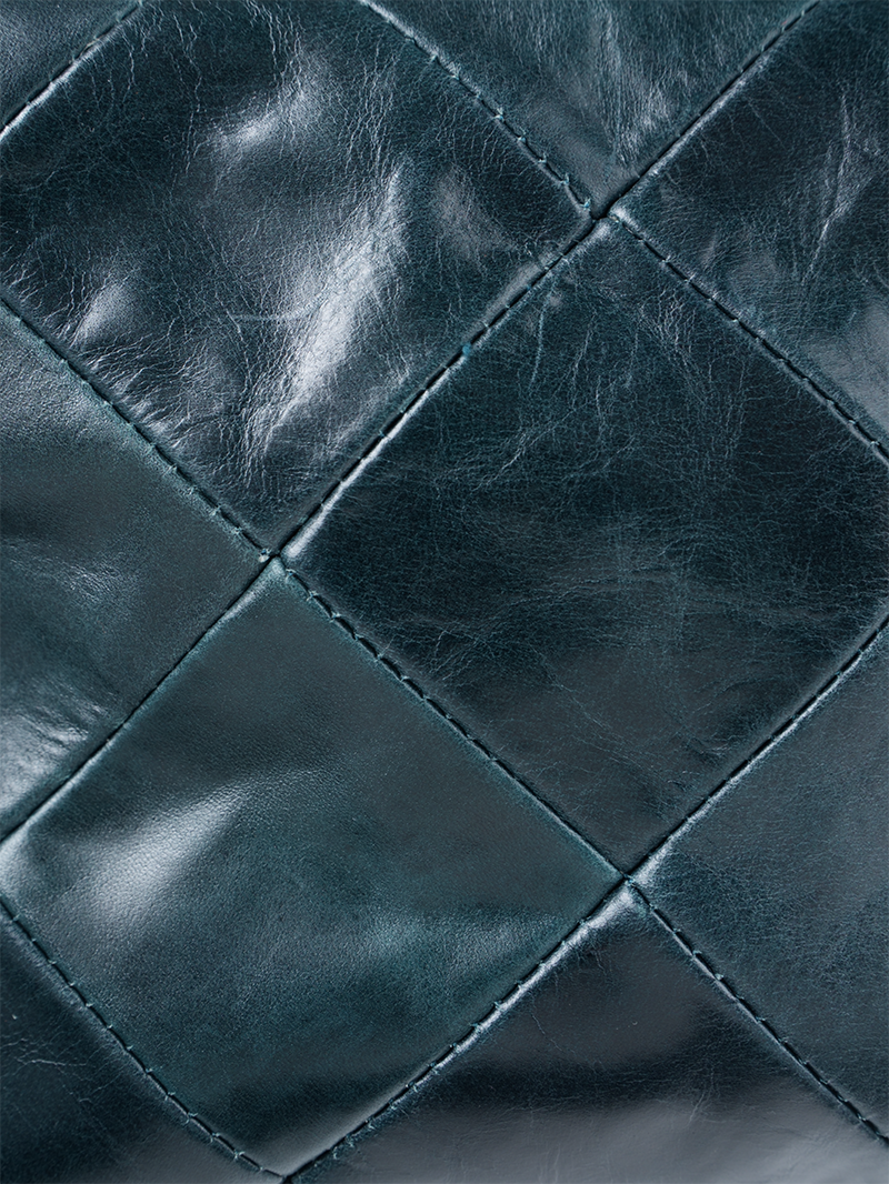 Rimba leather shoulder bag - ghost diamond pattern closeup view