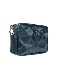 Rimba leather shoulder bag with a diamond-quilted pattern - ghost quarter-front view