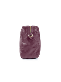Rimba leather shoulder bag with a diamond-quilted pattern, featuring matching detachable shoulder and crossbody straps with gold-tone hardware - ghost side view