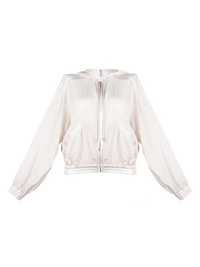 Sheer bomber jacket in blush - ghost front view