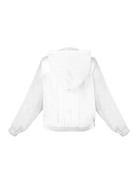 Sheer bomber hoodie jacket in natural - ghost back view