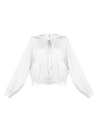 Sheer bomber hoodie jacket in natural - ghost front view
