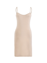 Slip mini dress in nude color - ghost front view