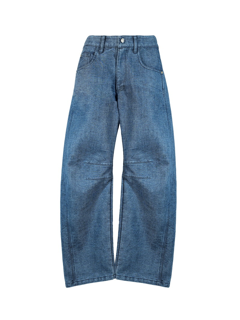 Snap jeans pants in blue wash - ghost front view