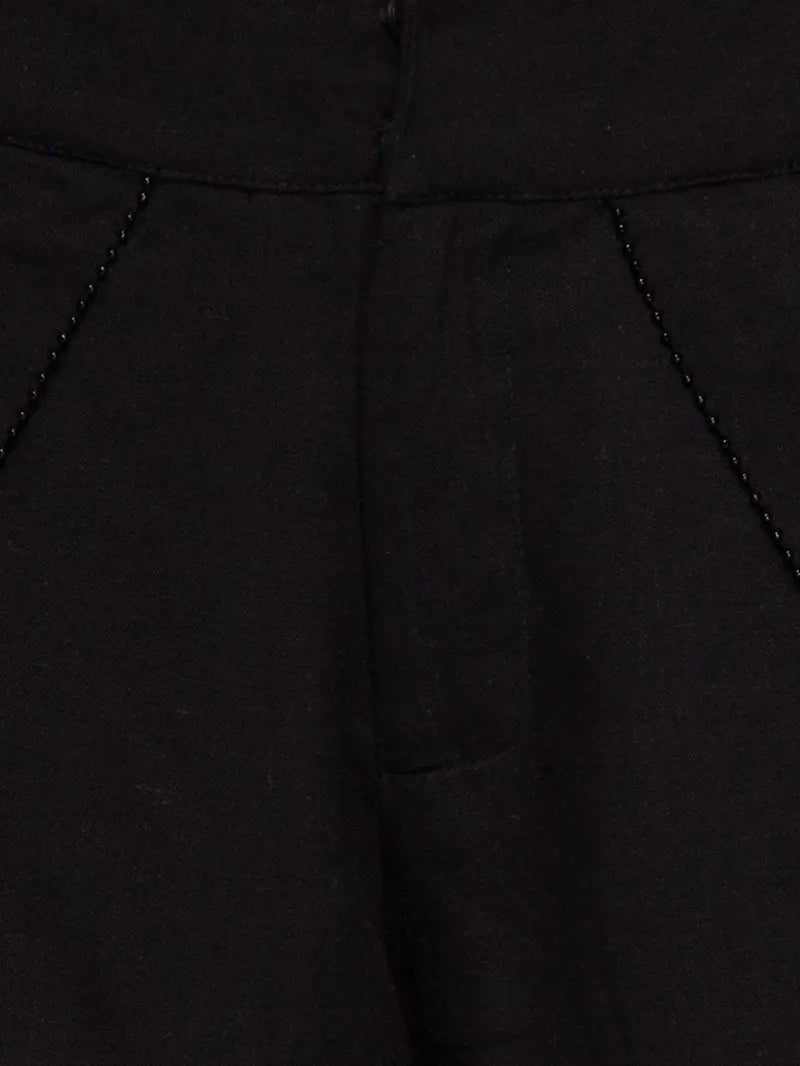 Tulip shorts in black - close up fabric and beads details