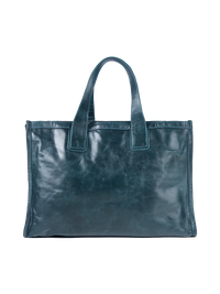 Victoria leather bag in pine green - ghost side view